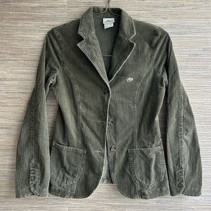 Lacoste Olive Textured Courdory Blazer Jacket Size 2